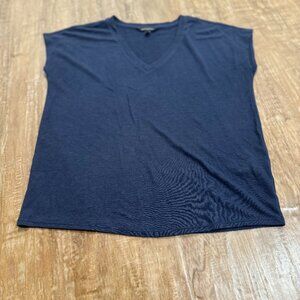 Banana Republic Factory Linen Blend V-Neck Top - Navy - Size Small